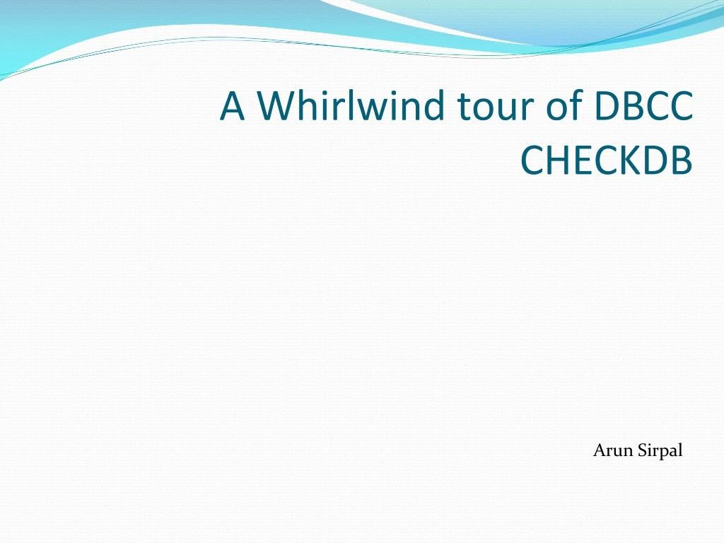 a whirlwind tour of dbcc checkdb