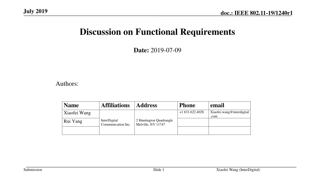 discussion on functional requirements
