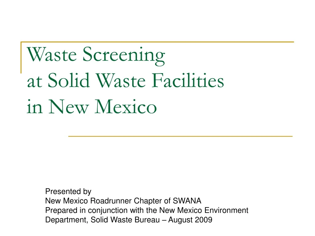 waste screening at solid waste facilities in new mexico