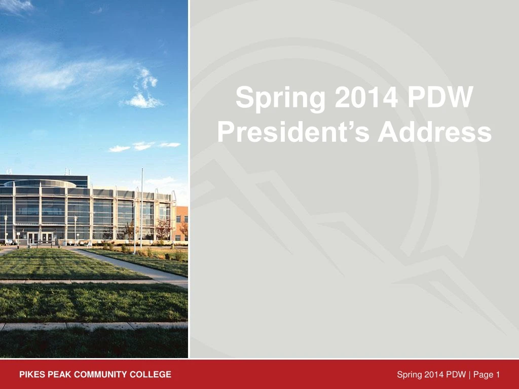 spring 2014 pdw president s address