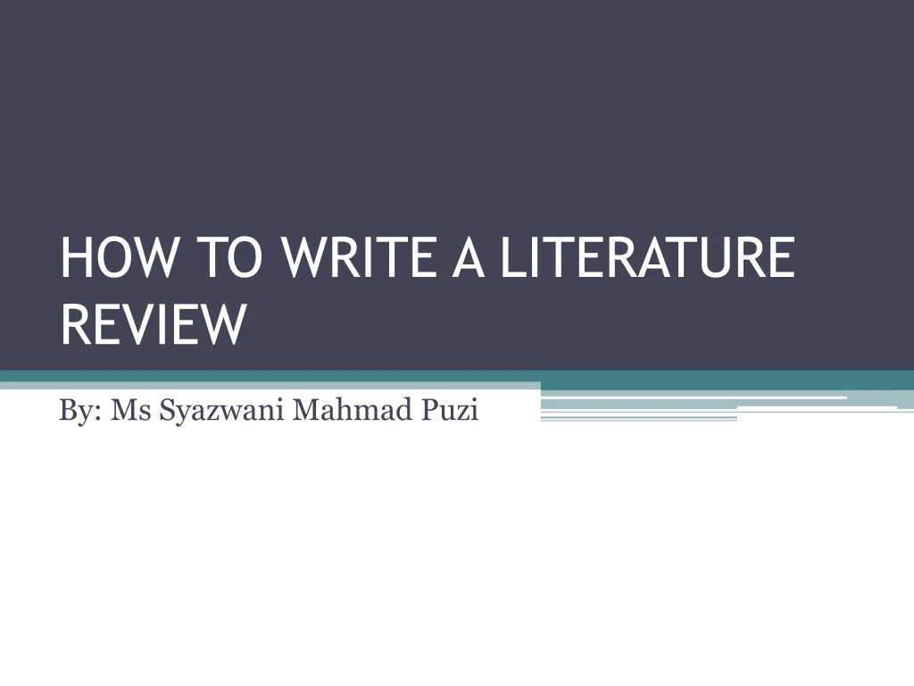 how to write a literature review