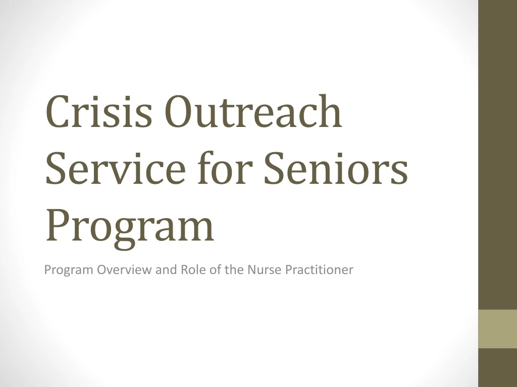 crisis outreach service for seniors program