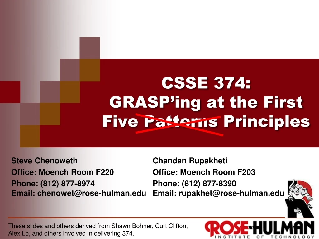 csse 374 grasp ing at the first five patterns principles