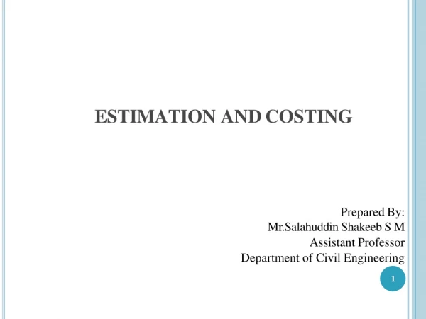 ESTIMATION AND COSTING