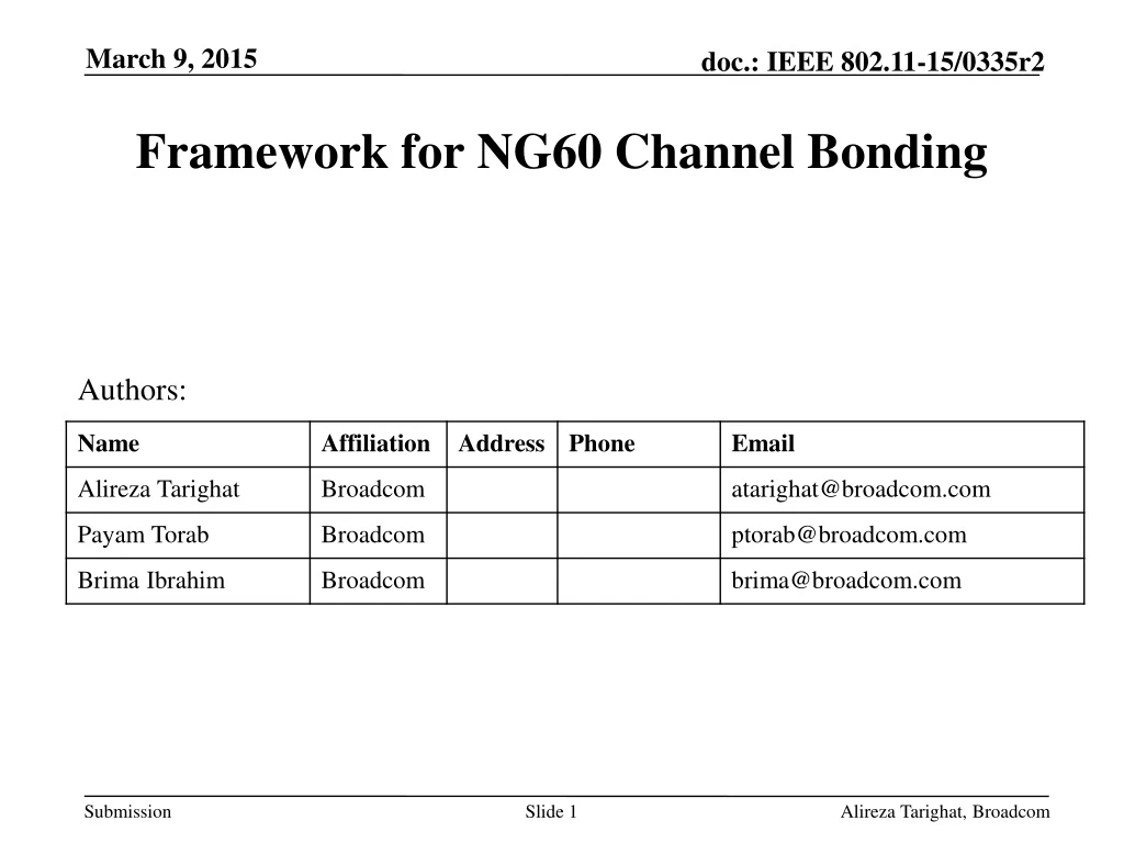 framework for ng60 channel bonding