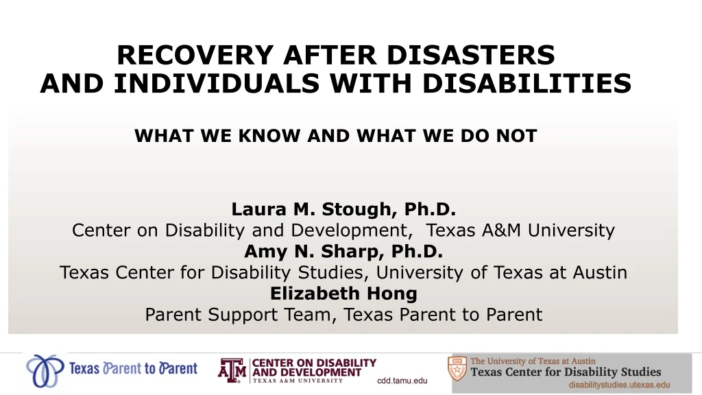 recovery after disasters and individuals with disabilities what we know and what we do not