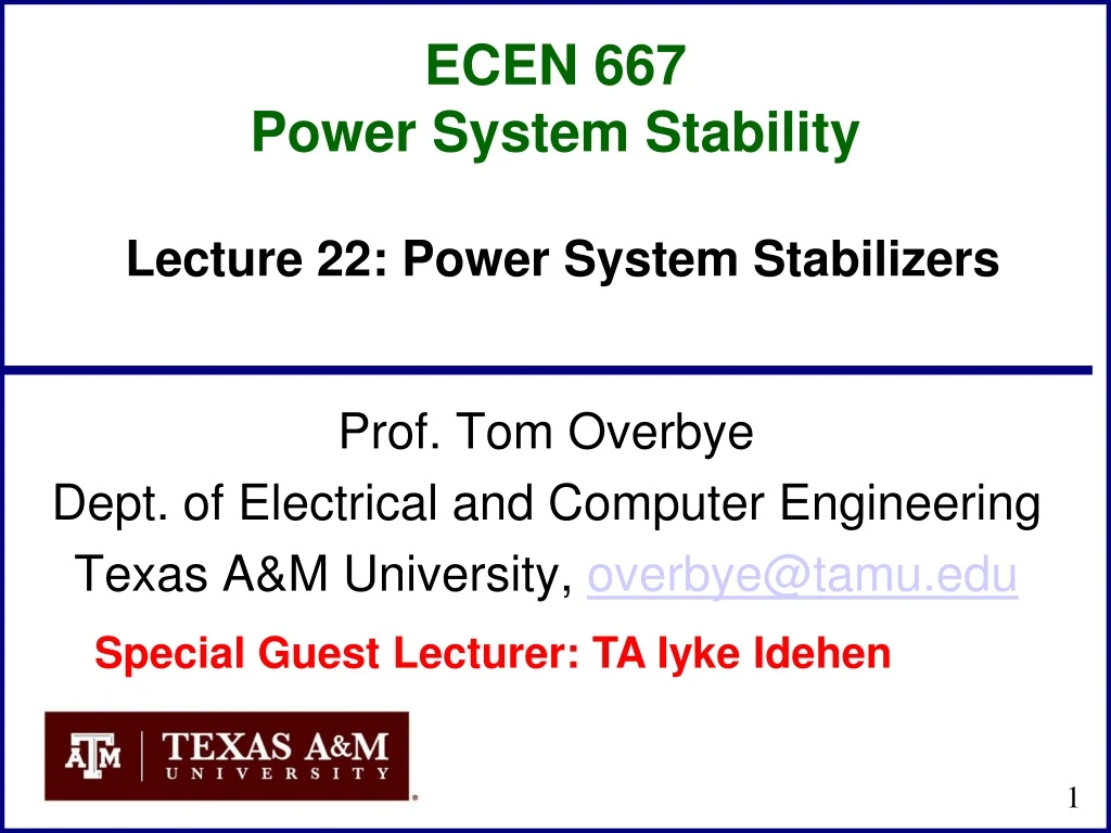 ecen 667 power system stability
