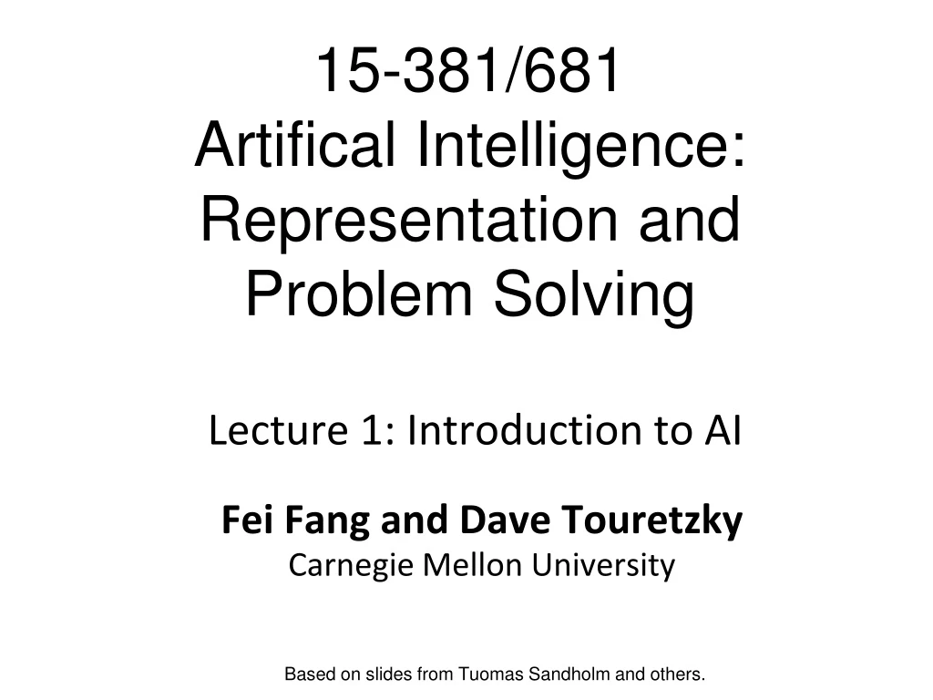 lecture 1 introduction to ai
