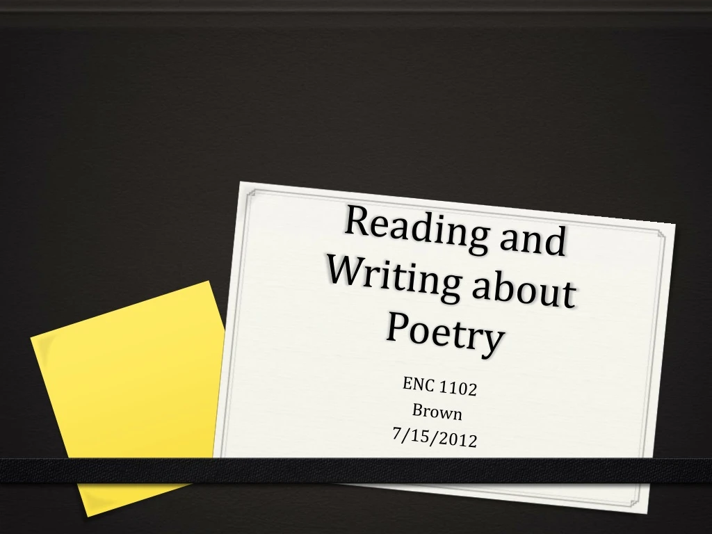 reading and writing about poetry