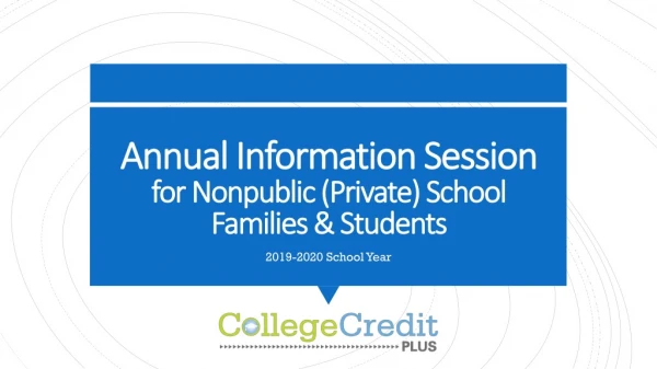 Annual Information Session for Nonpublic (Private) School Families &amp; Students