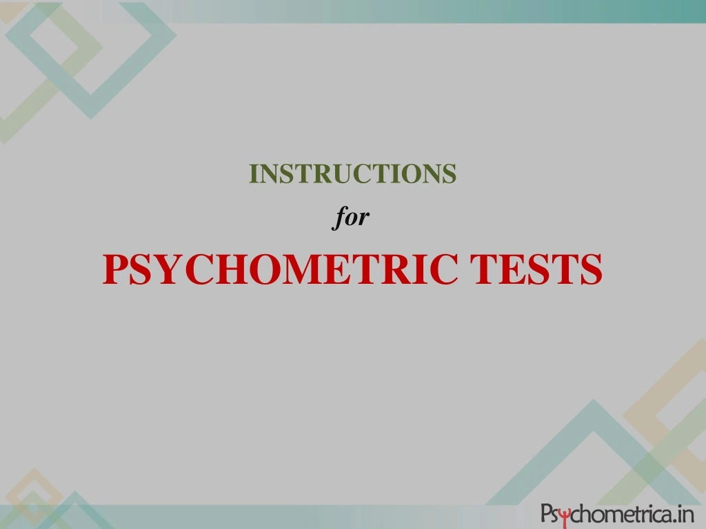 instructions for psychometric tests