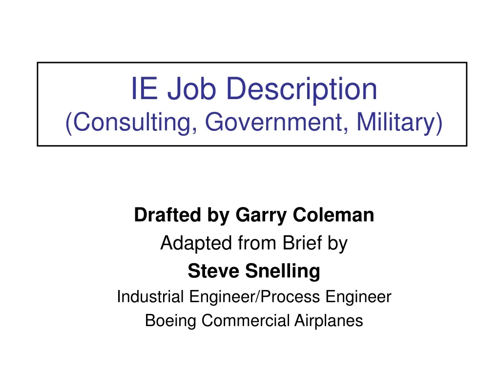 ie job description consulting government military