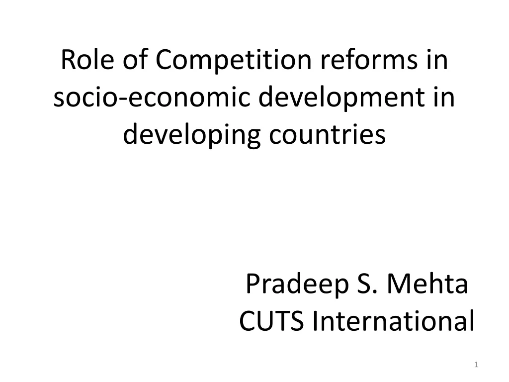 role of competition reforms in socio economic