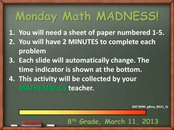 Monday Math MADNESS!