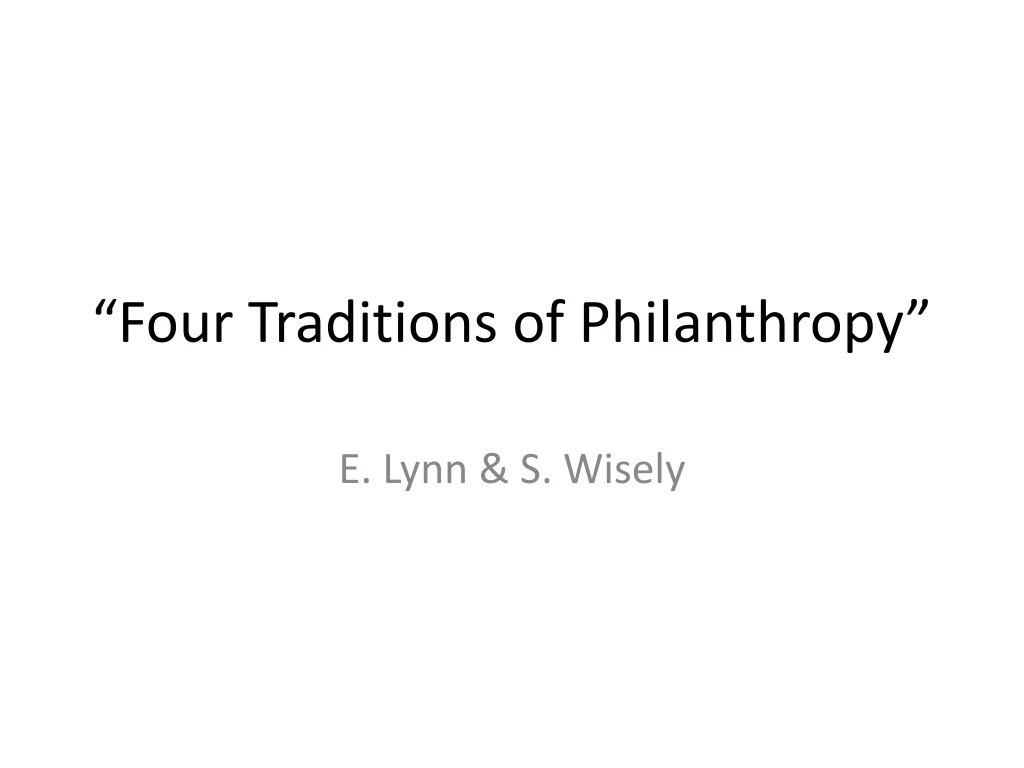 four traditions of philanthropy