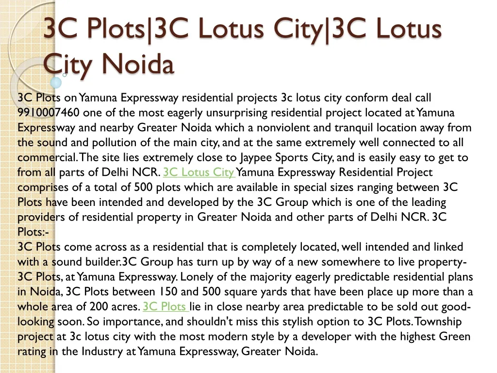 3c plots 3c lotus city 3c lotus city noida