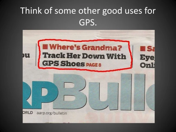 Think of some other good uses for GPS.