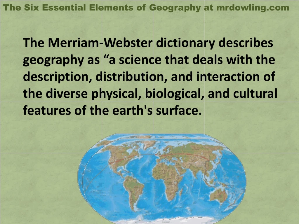 the six essential elements of geography