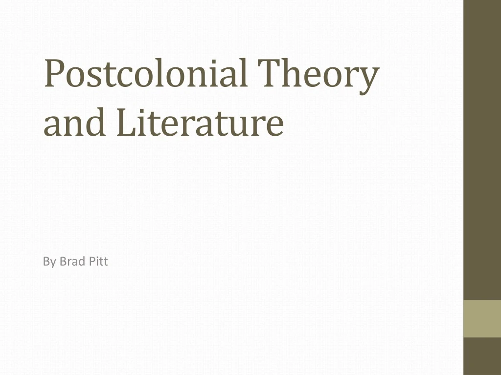 postcolonial theory and literature