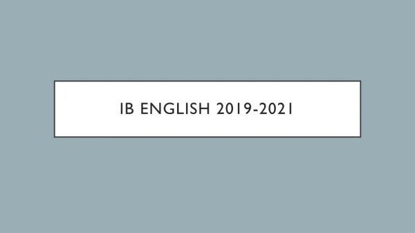 IB ENGLISH 2019-2021
