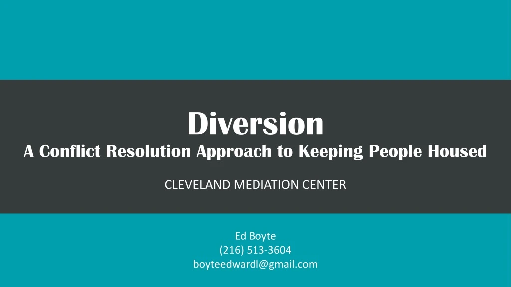 diversion a conflict resolution approach to keeping people housed