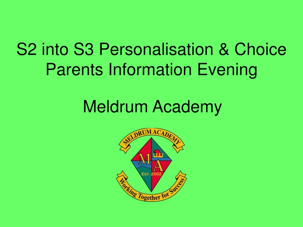 s2 into s3 personalisation choice parents information evening