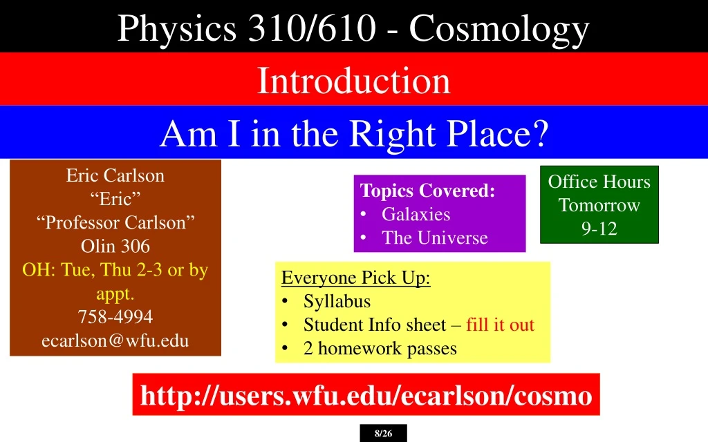 physics 310 610 cosmology