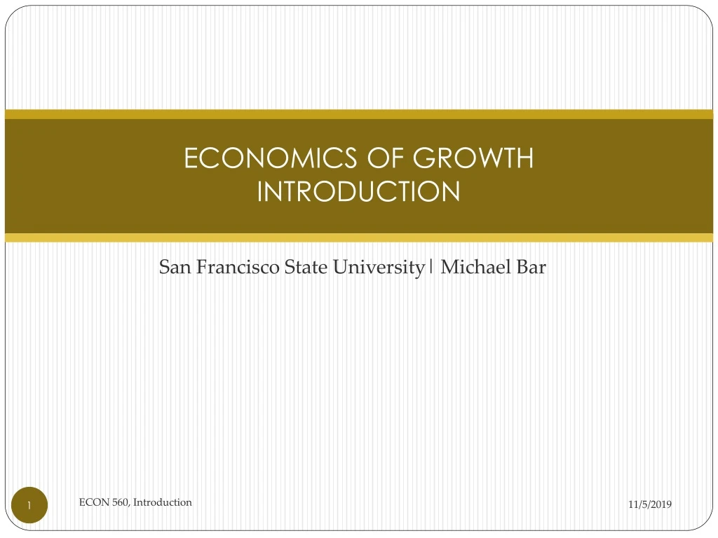 economics of growth introduction