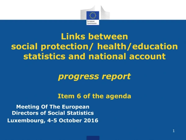 Meeting Of The European Directors of Social Statistics Luxembourg, 4-5 October 2016