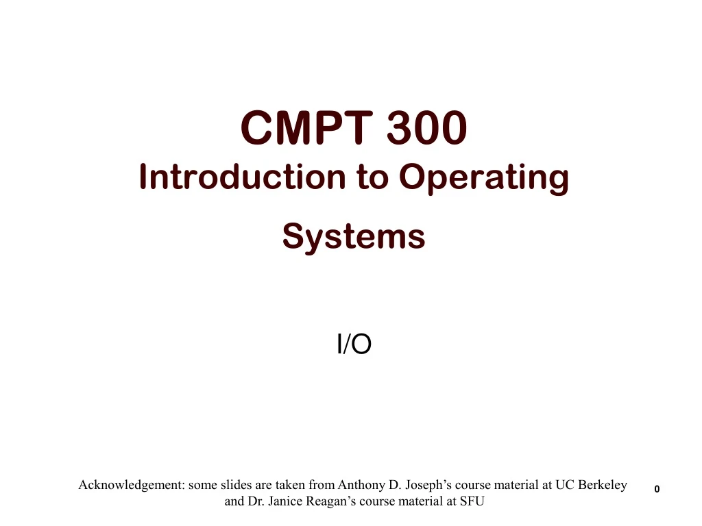 cmpt 300 introduction to operating systems