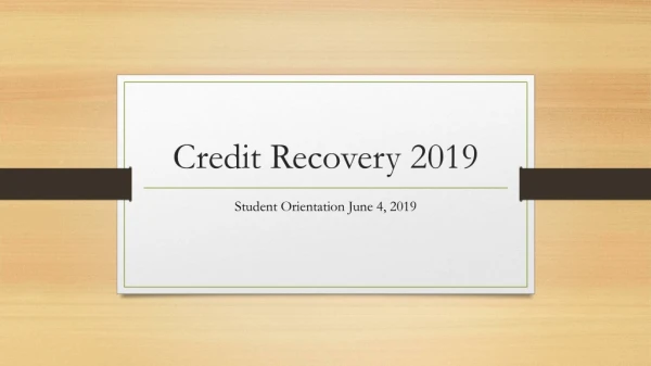 Credit Recovery 2019