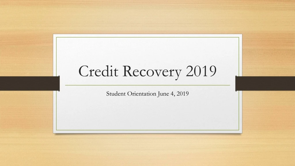 credit recovery 2019