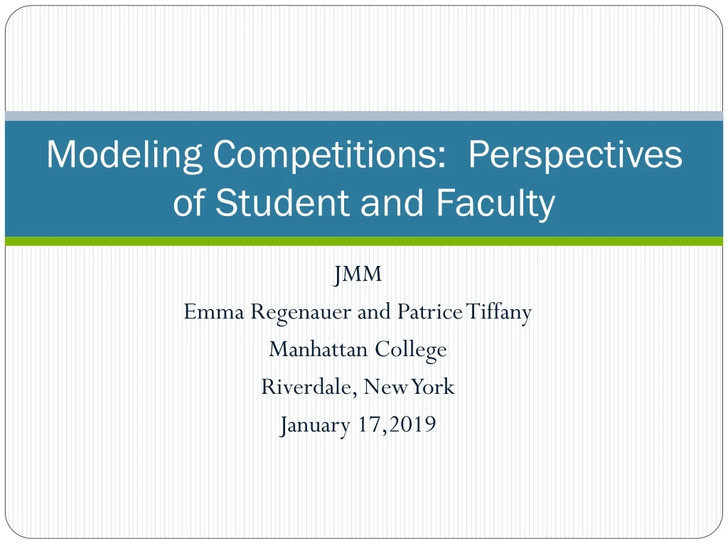 modeling competitions perspectives of student and faculty