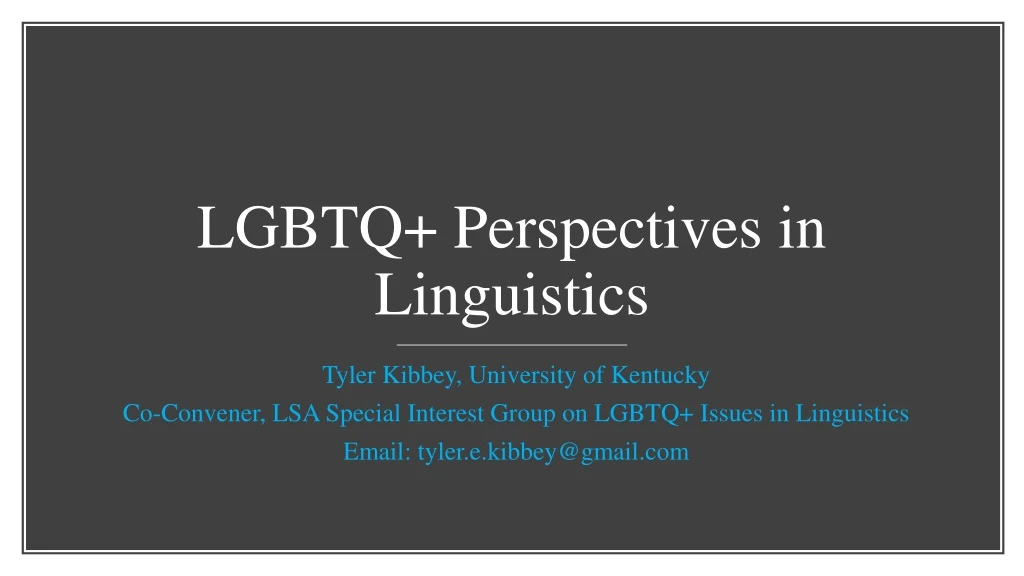 lgbtq perspectives in linguistics