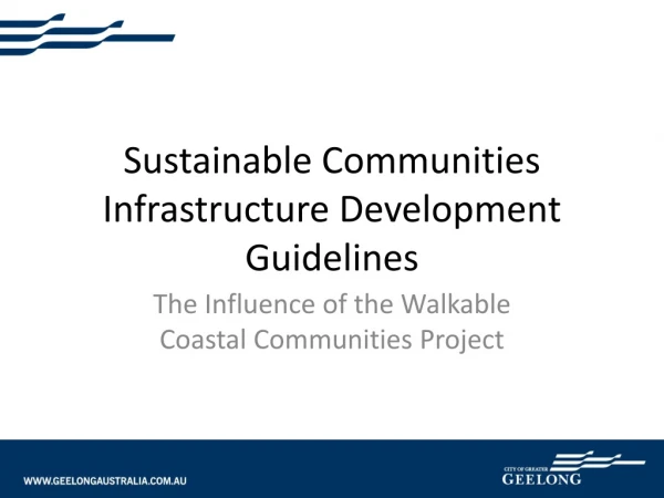 Sustainable Communities Infrastructure Development Guidelines