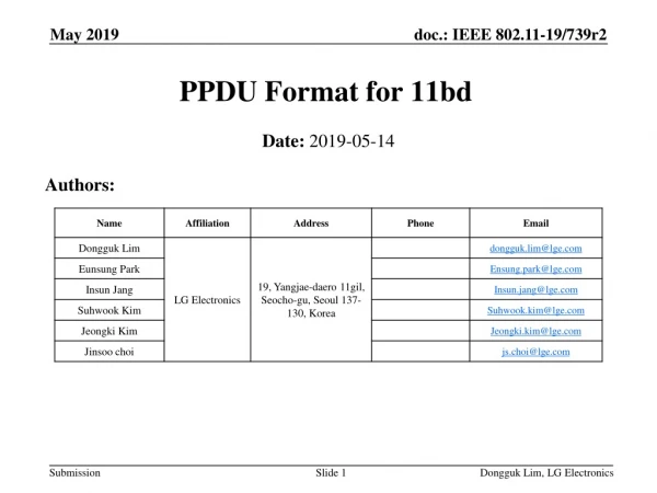 PPDU Format for 11bd