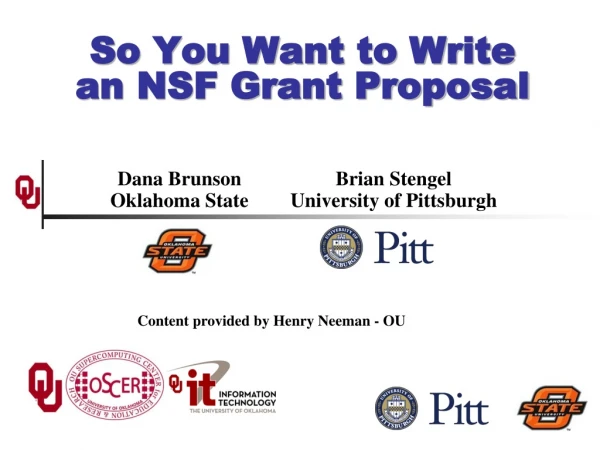 So You Want to Write an NSF Grant Proposal