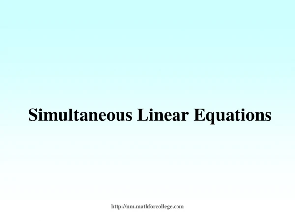 Simultaneous Linear Equations