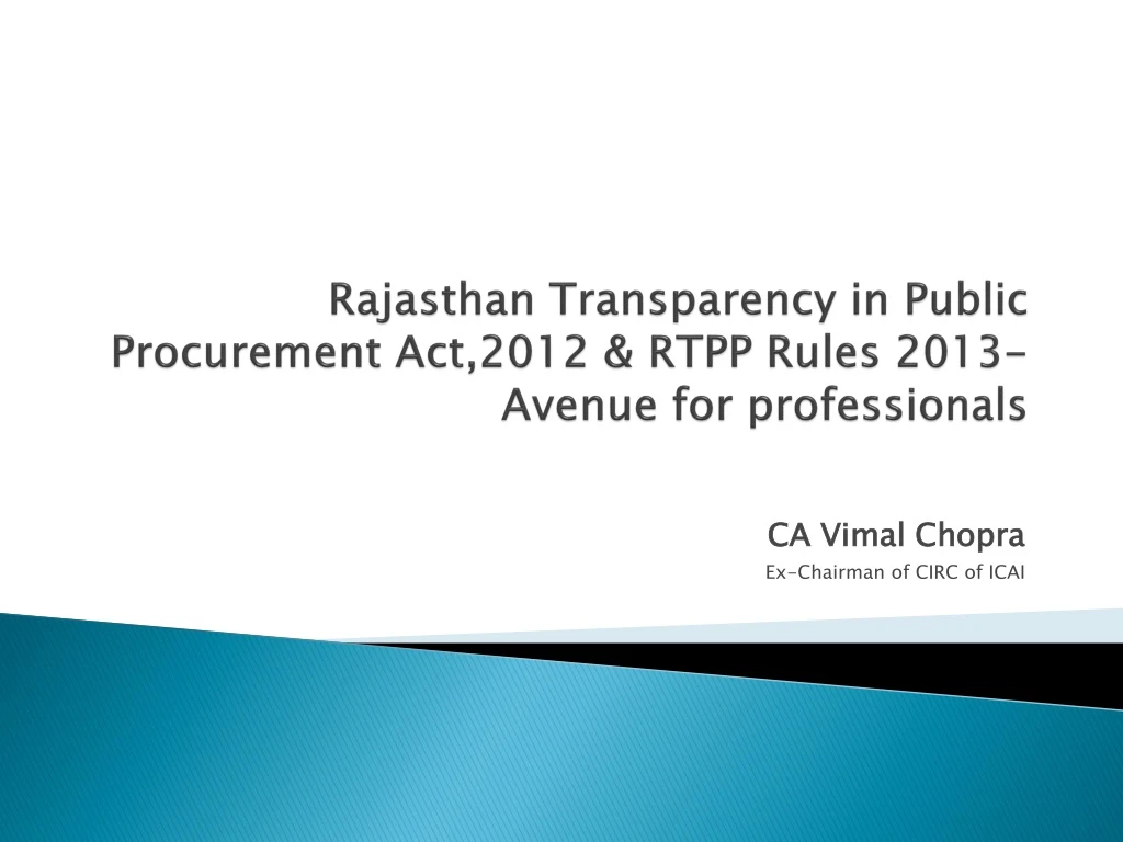 rajasthan transparency in public procurement act 2012 rtpp rules 2013 avenue for professionals