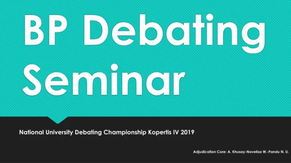 BP Debating Seminar