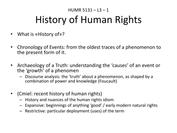 HUMR 5131 – L3 – 1 History of Human Rights