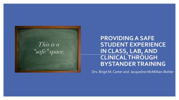 Providing a Safe Student Experience in Class, Lab, and Clinical Through Bystander Training