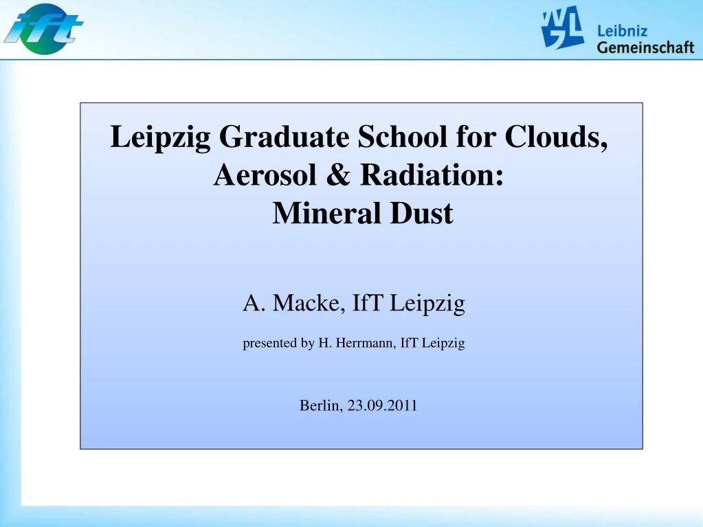 leipzig graduate school for clouds aerosol