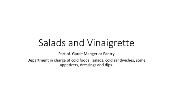 Salads and Vinaigrette