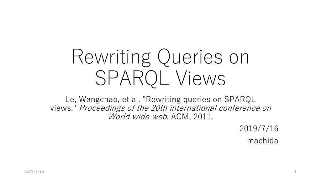 rewriting queries on sparql views
