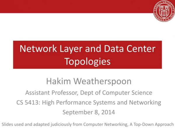 Network Layer and Data Center Topologies