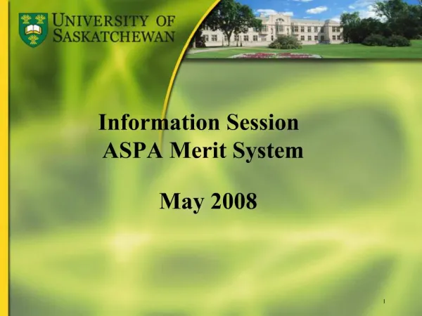 Information Session ASPA Merit System May 2008