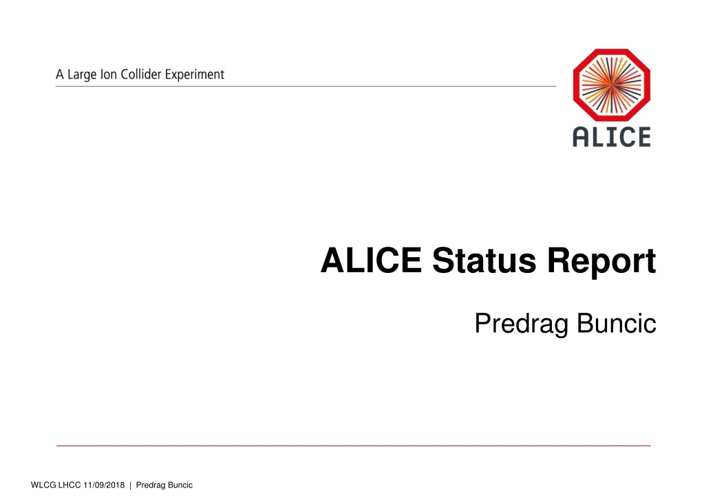 alice status report predrag buncic