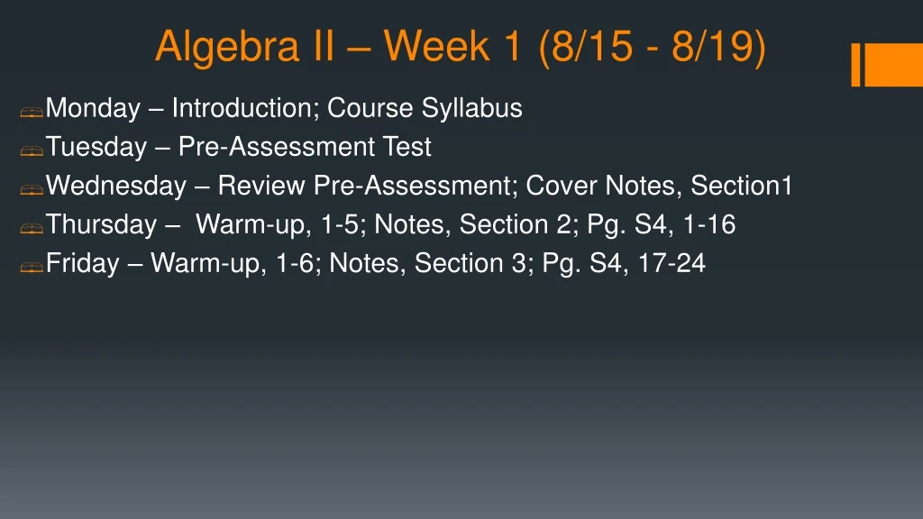 algebra ii week 1 8 15 8 19