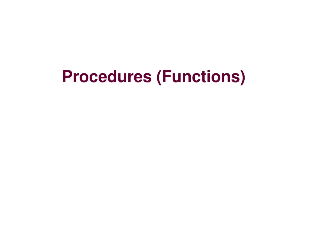 procedures functions